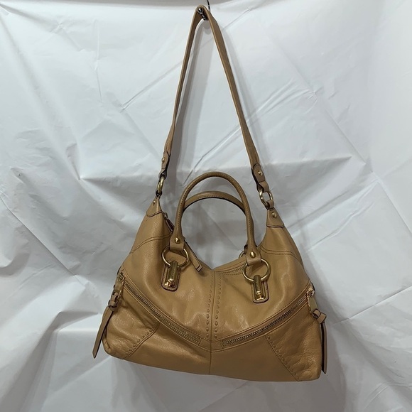 B Makowsky Tan Leather Shoulder Bag - Picture 1 of 12
